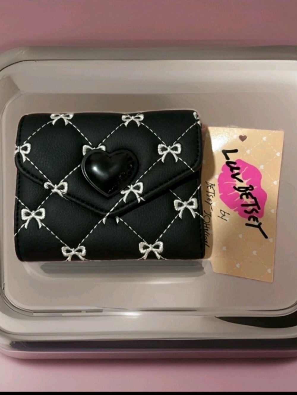 Betsey Johnson BLK/WHT LBMONEY Wallet - Black With White Bows